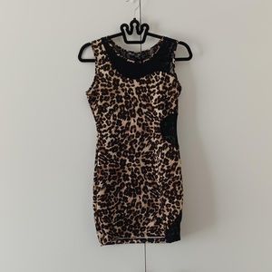 Vintage cheetah stretchy women’s dress size M Y2K black and brown